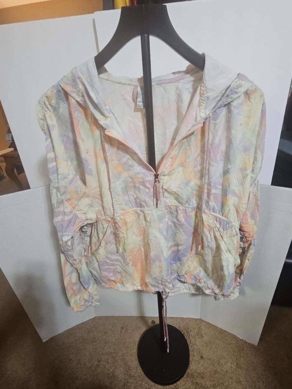 Prana Anorak Jacket Size S Pastel Tie Dye Hooded Windbreaker